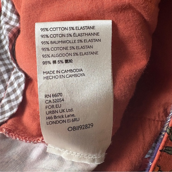 Maeve by Anthropologie Flower Power Orange Wide-Leg Cotton Crop Pants US 10 - Picture 7 of 7